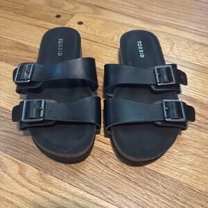 Torrid Black Slip On Adjustable Band Open Toe Slide Sandals Size 8**